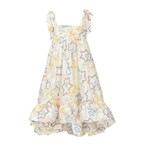 Silvia Tcherassi Calantha slip on Dress Size M Floral Cotton Shift Ruffle Hem - Picture 3 of 13